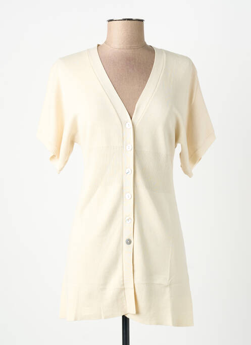 Gilet manches courtes fermeture boutonnée sur le devant beige FINETTE femme