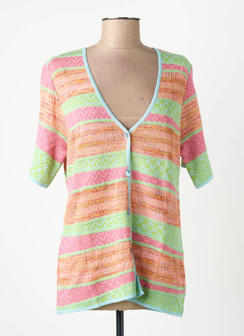 Gilet manches courtes fermeture boutonnée sur le devant vert EDWIGE femme