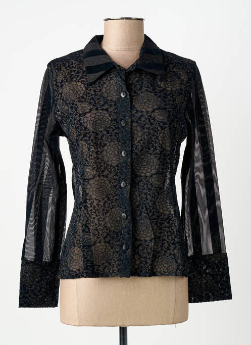 Chemisier coupe cintrée manches longues noir CARNET DE BORD femme