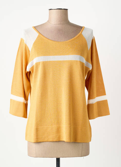Pull col rond manches 3/4 jaune FINETTE femme