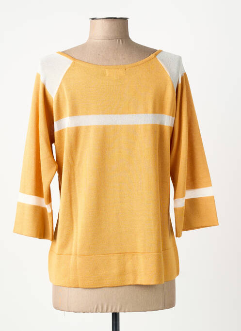 Pull col rond manches 3/4 jaune FINETTE femme