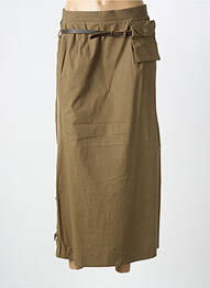 Jupe longue fermeture zippée au dos vert CARNET DE BORD femme