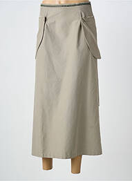 Jupe longue fermeture zip latéral gris CARNET DE BORD femme