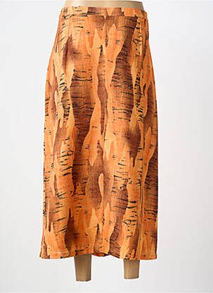Jupe longue imprimé fantaisie orange CLAUDE DE SAIVRE femme