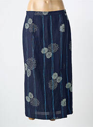 Jupe mi-longue coupe droite bleu CLAUDE DE SAIVRE femme