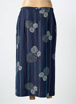 Jupe mi-longue coupe droite bleu CLAUDE DE SAIVRE femme