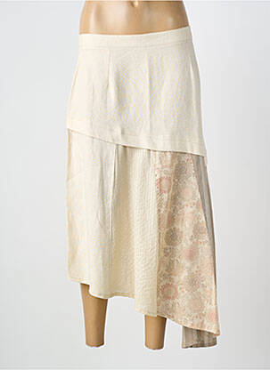Jupe longue imprimé fantaisie beige CARNET DE BORD femme