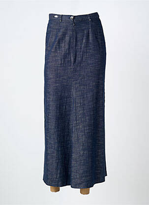 Jupe longue coupe droite bleu CARNET DE BORD femme