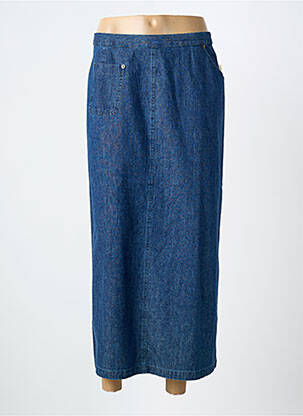 Jupe longue coupe droite bleu FEDORA femme