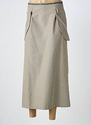 Jupe longue fermeture zip latéral gris CARNET DE BORD femme