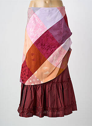 Jupe longue imprimé fantaisie rouge PAUL BRIAL femme