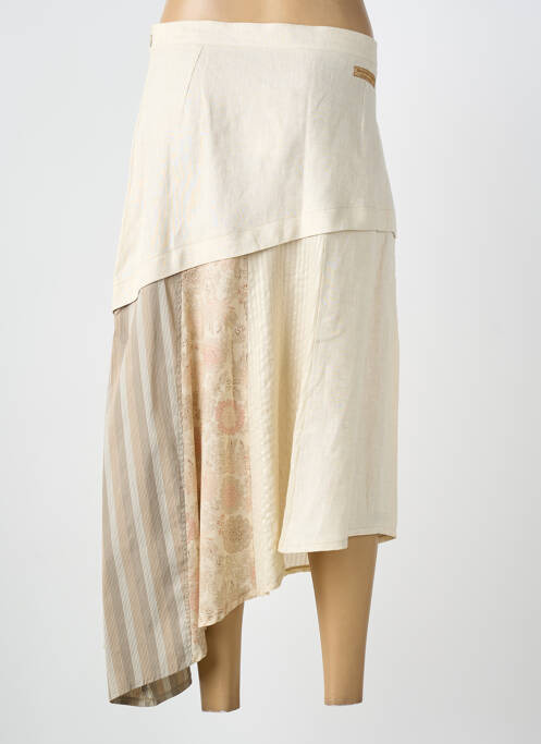 Jupe longue imprimé fantaisie beige CARNET DE BORD femme