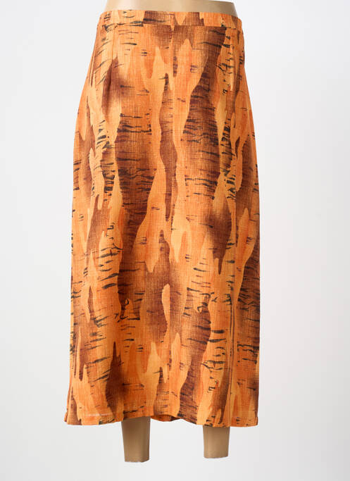 Jupe longue imprimé fantaisie orange CLAUDE DE SAIVRE femme