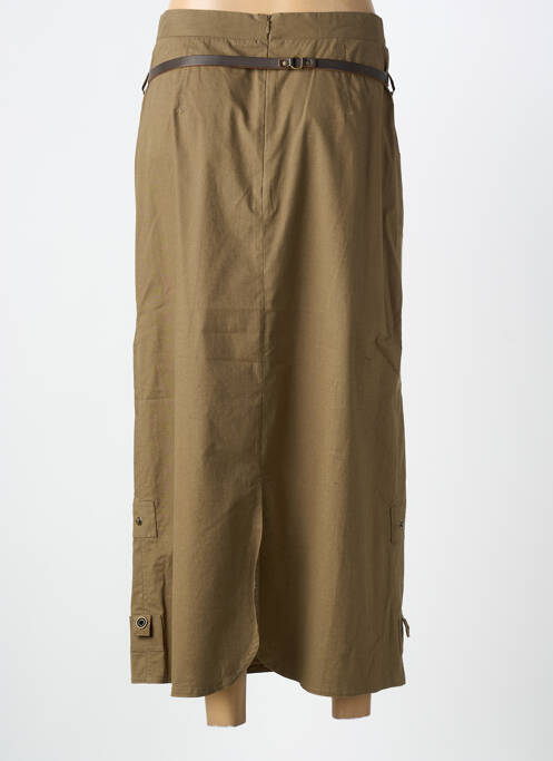 Jupe longue fermeture zippée au dos vert CARNET DE BORD femme