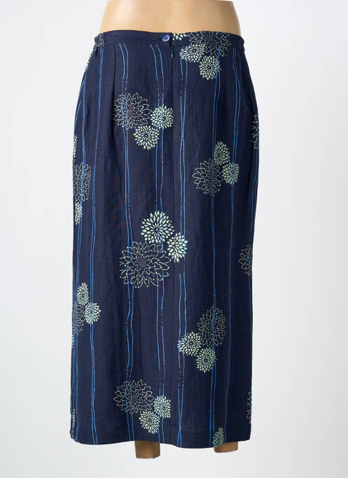 Jupe mi-longue coupe droite bleu CLAUDE DE SAIVRE femme