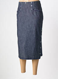 Jupe mi-longue fermeture zip latéral bleu PAUL BRIAL femme