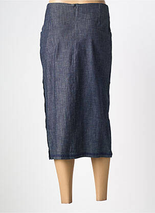 Jupe mi-longue fermeture zip latéral bleu PAUL BRIAL femme