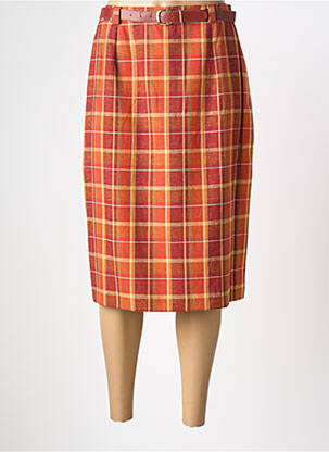 Jupe mi-longue coupe droite orange PIER BÉ femme