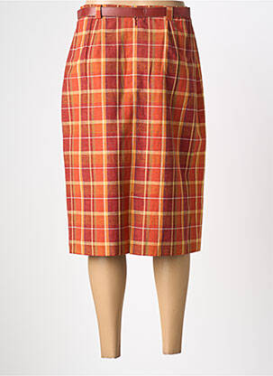 Jupe mi-longue coupe droite orange PIER BÉ femme