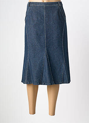 Jupe mi-longue coupe droite bleu PIER BÉ femme