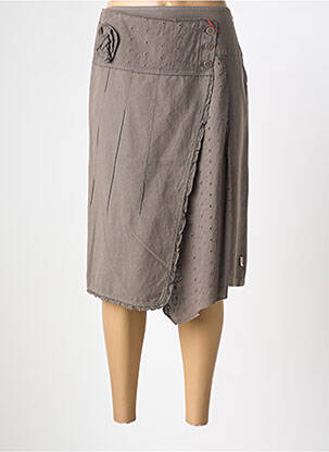 Jupe mi-longue coupe droite marron MAE MAHE femme