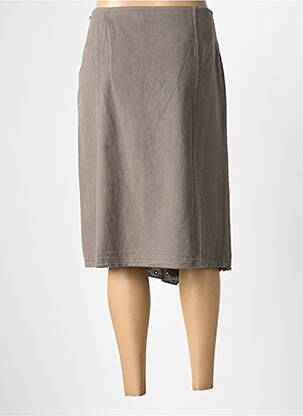Jupe mi-longue coupe droite marron MAE MAHE femme