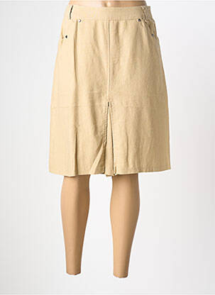 Jupe mi-longue fermeture zip latéral beige CLAUDE DE SAIVRE femme