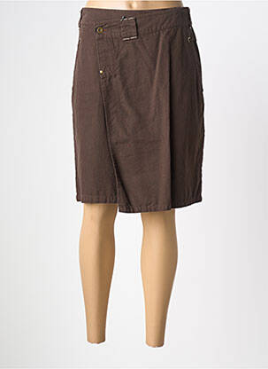 Jupe mi-longue coupe droite marron MASSANA femme