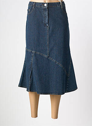 Jupe mi-longue bleu CLAUDE DE SAIVRE femme