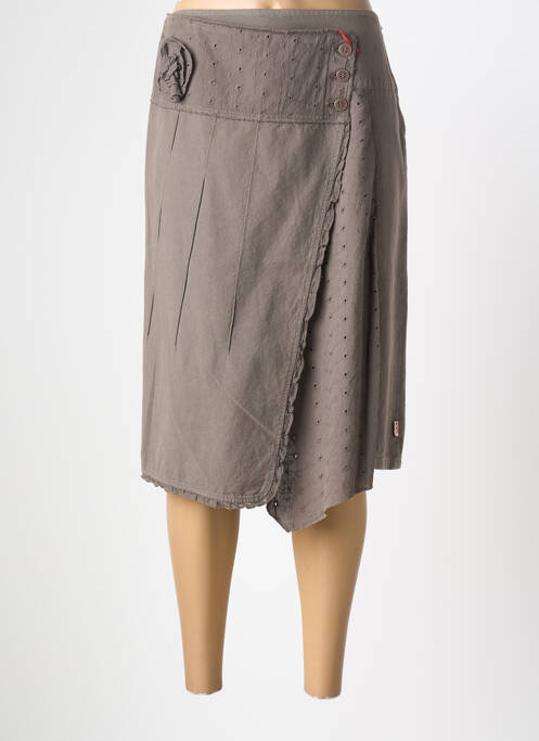 Jupe mi-longue coupe droite marron MAE MAHE femme