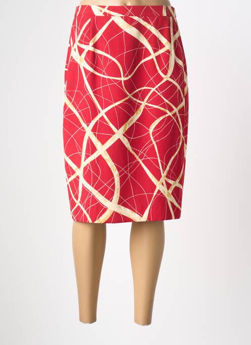 Jupe mi-longue coupe droite rouge CLAUDE DE SAIVRE femme