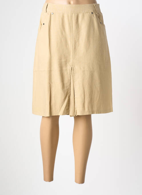 Jupe mi-longue fermeture zip latéral beige CLAUDE DE SAIVRE femme