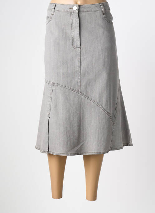 Jupe mi-longue gris CLAUDE DE SAIVRE femme