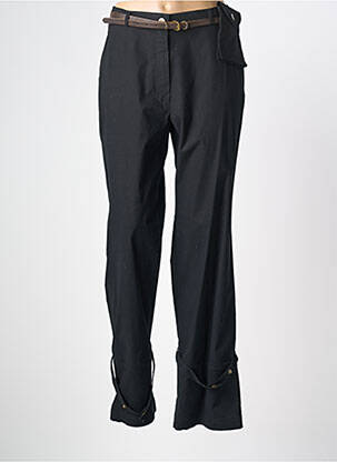 Pantalon droit tissage popeline taille normale noir CARNET DE BORD femme