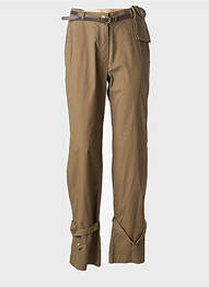 Pantalon droit tissage popeline taille normale vert CARNET DE BORD femme