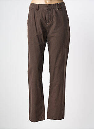 Pantalon droit tissage popeline taille normale marron MASSANA femme