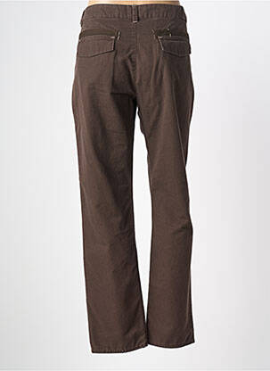 Pantalon droit tissage popeline taille normale marron MASSANA femme
