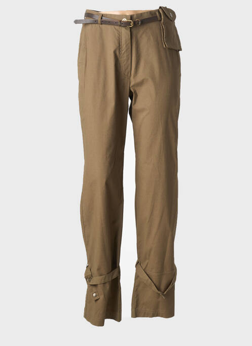 Pantalon droit tissage popeline taille normale vert CARNET DE BORD femme