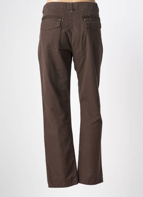 Pantalon droit tissage popeline taille normale marron MASSANA femme
