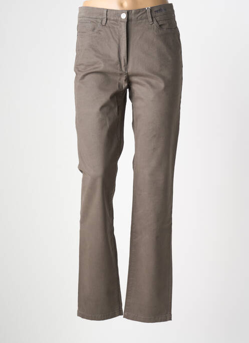 Pantalon droit tissage popeline taille normale gris JOCAVI femme