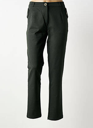 Pantalon chino fermeture zippée sous rabat boutonné taille normale vert LE PETIT BAIGNEUR femme