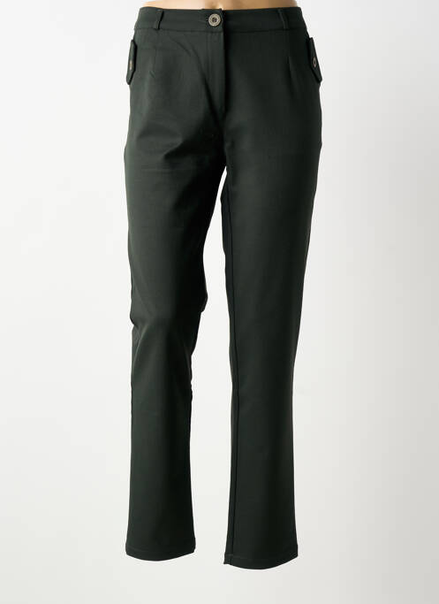 Pantalon chino fermeture zippée sous rabat boutonné taille normale vert LE PETIT BAIGNEUR femme