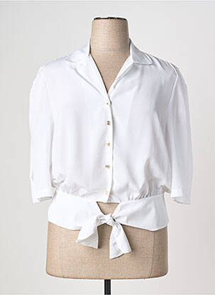 Chemisier fermeture boutonnée sur le devant manches 3/4 blanc PIER BÉ femme