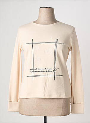 Sweat-shirt sérigraphie manches longues beige CARNET DE BORD femme