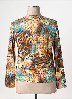 Top imprimé fantaisie manches longues marron CLAUDE DE SAIVRE femme