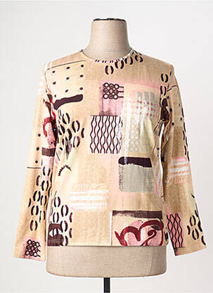 Top imprimé fantaisie manches longues beige CLAUDE DE SAIVRE femme