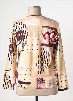 Top imprimé fantaisie manches longues beige CLAUDE DE SAIVRE femme