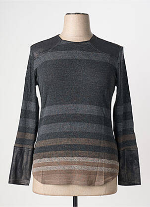 Top imprimé fantaisie manches longues gris CLAUDE DE SAIVRE femme