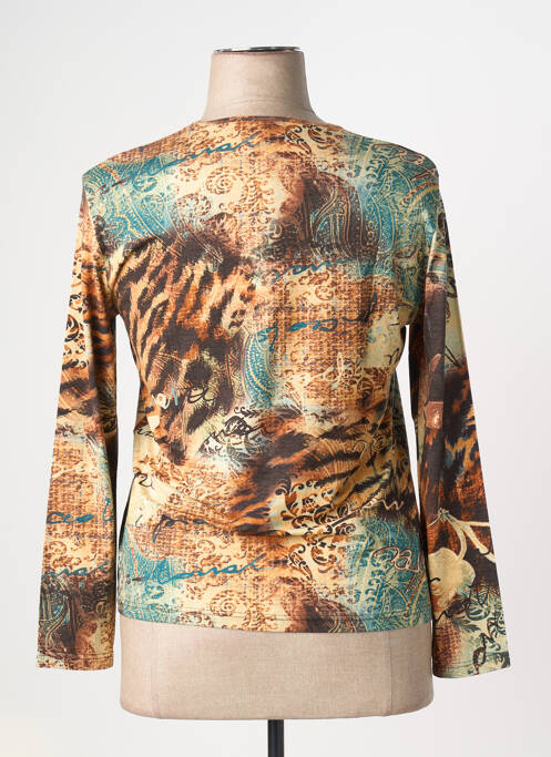 Top imprimé fantaisie manches longues marron CLAUDE DE SAIVRE femme