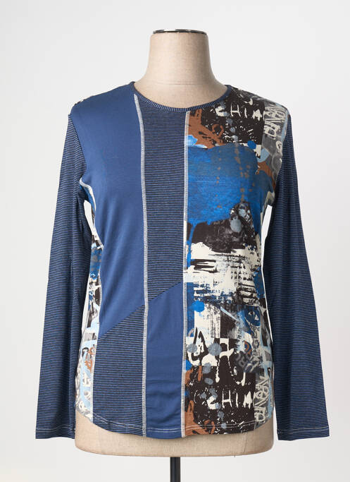 Top imprimé fantaisie manches longues bleu CLAUDE DE SAIVRE femme